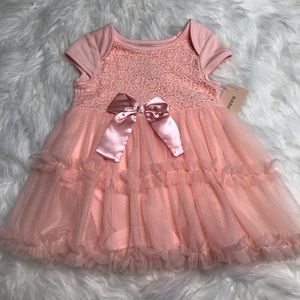 🆕 Nanette Lepore NWT beautiful peach ruffle party dress size 6-12 months